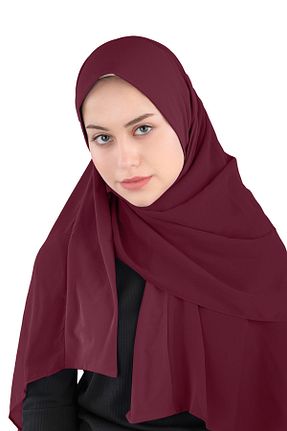 روسری زرشکی شیفون Ecardin - کد 859774211