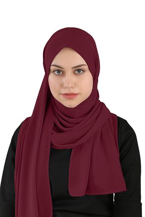 روسری زرشکی شیفون Ecardin - کد 859726765