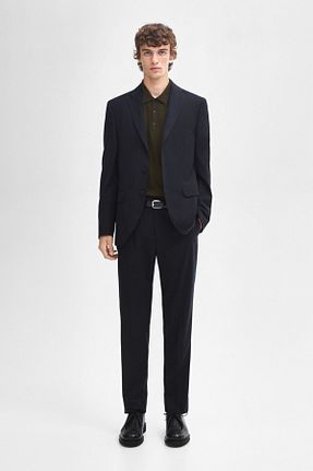 کت بلیزر سرمه ای مردانه پشم Massimo Dutti - کد 832725733