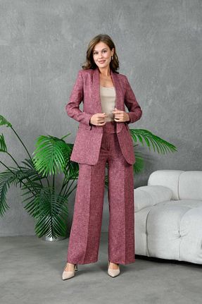 کت و شلوار بنفش زنانه یقه کتی nodilife - کد 859563814