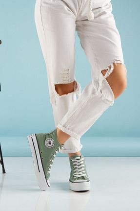 کفش اسنیکر سبز زنانه بند دار o8man - کد 792670122