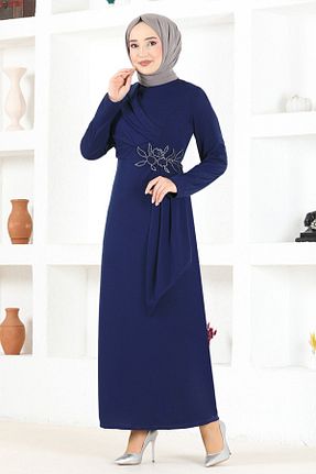 لباس مجلسی حجاب سرمه ای زنانه یقه دوچرخه Ayşe Melek - کد 841895832