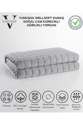 لحاف تکنفره طوسی Boncuk Elyaf Vayomy - کد 796476670