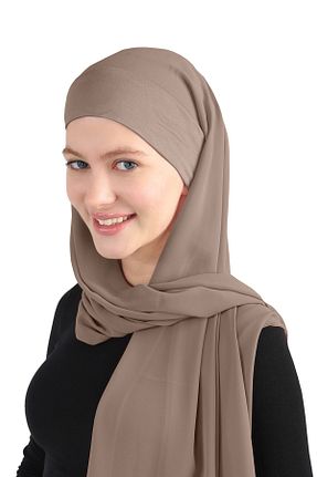 روسری قهوه ای شیفون Ecardin - کد 859774863