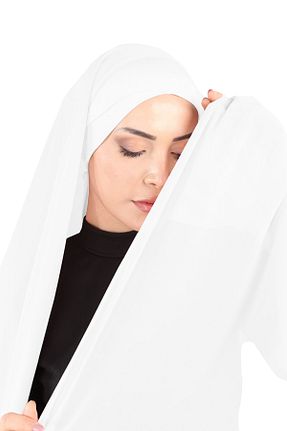 روسری سفید شیفون Ecardin - کد 859774310