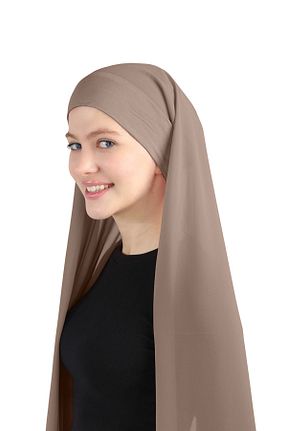 روسری قهوه ای شیفون Ecardin - کد 859774863