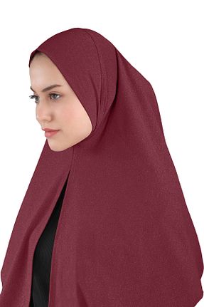 روسری زرشکی پنبه ای Ecardin - کد 859774099