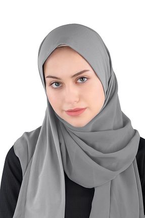 روسری طوسی شیفون Ecardin - کد 859774510