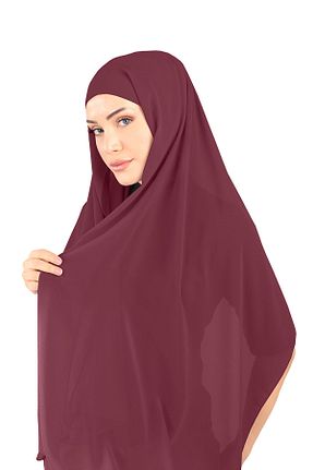 روسری زرشکی شیفون Ecardin - کد 859727916