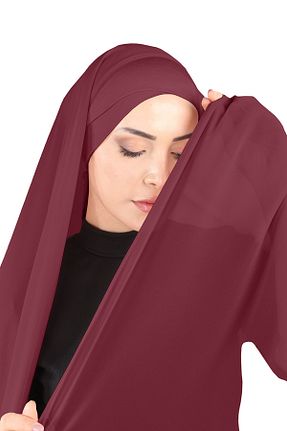 روسری زرشکی شیفون Ecardin - کد 859774618