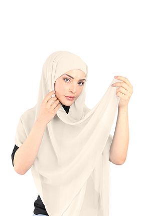 روسری بژ شیفون Ecardin - کد 859726745