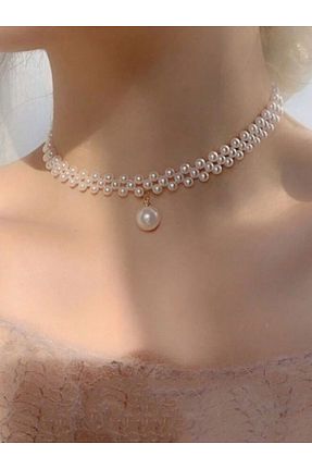 گردنبند جواهر سفید زنانه مروارید SHİNELİZE - کد 859793819