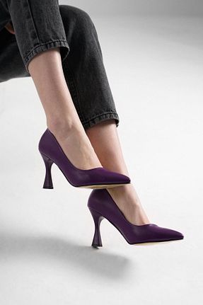 کفش پاشنه بلند کلاسیک بنفش زنانه چرم مصنوعی Glenz - کد 263622306
