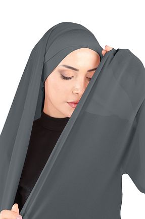 روسری طوسی شیفون Ecardin - کد 859774648