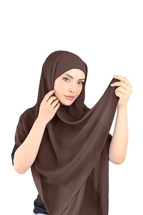 روسری قهوه ای شیفون Ecardin - کد 859727672