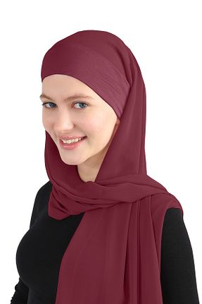 روسری زرشکی شیفون Ecardin - کد 859774601