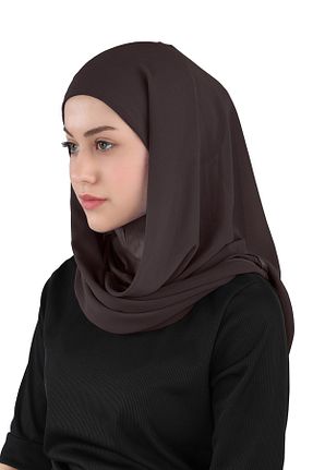 روسری قهوه ای شیفون Ecardin - کد 859725004