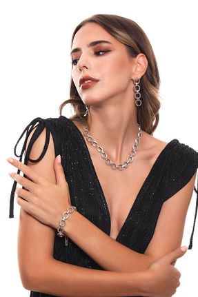 گردنبند جواهر زنانه روکش نقره LABALABA - کد 141023928