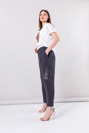 شلوار سایز بزرگ طوسی زنانه بافتنی KASHA - کد 859635374