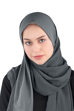 روسری طوسی شیفون Ecardin - کد 859774055