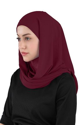 روسری زرشکی شیفون Ecardin - کد 859724211