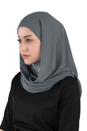 روسری طوسی شیفون Ecardin - کد 859724421