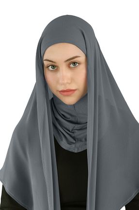 روسری طوسی شیفون Ecardin - کد 859724421