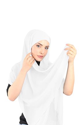 روسری سفید شیفون Ecardin - کد 859724844