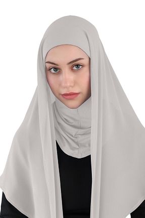 روسری طوسی شیفون Ecardin - کد 859725427