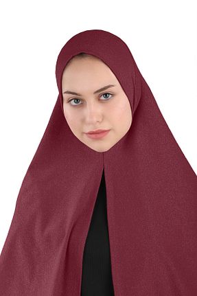 روسری زرشکی پنبه ای Ecardin - کد 859774099