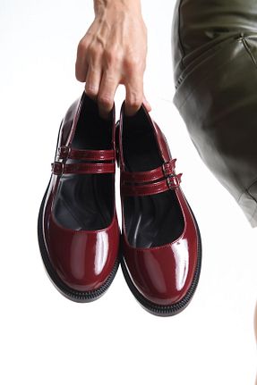 کفش لوفر زرشکی زنانه چرم مصنوعی SH SİLVER MODA - کد 859773636