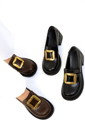 کفش پاشنه بلند کلاسیک قهوه ای زنانه چرم مصنوعی SOHO - کد 857867164