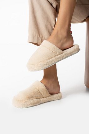 دمپائی خانگی بژ زنانه مخملی star shoes - کد 859472078