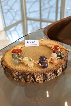 دستبند جواهر خاکی زنانه سنگ طبیعی NBS Beautiful Naturel Stones - کد 859632920