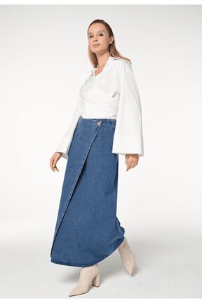 دامن آبی زنانه جین De mim - کد 70655796