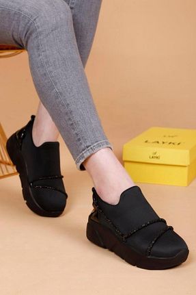 کفش پیاده روی مشکی زنانه چرم مصنوعی layki - کد 807395293