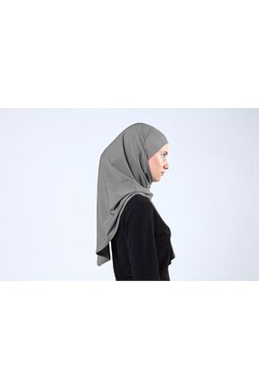 روسری طوسی پنبه ای Ecardin - کد 859717977