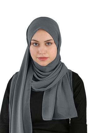 روسری طوسی شیفون Ecardin - کد 859727328
