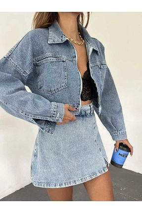 کت آبی زنانه اورسایز Zeliza Butik - کد 859536007