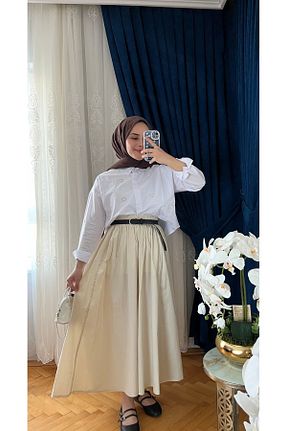 دامن بژ زنانه پارچه tesettürgiyim - کد 859640185