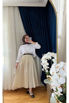 دامن بژ زنانه پارچه tesettürgiyim - کد 859640185
