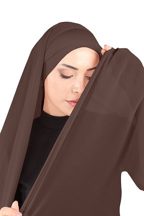 روسری قهوه ای شیفون Ecardin - کد 859774617