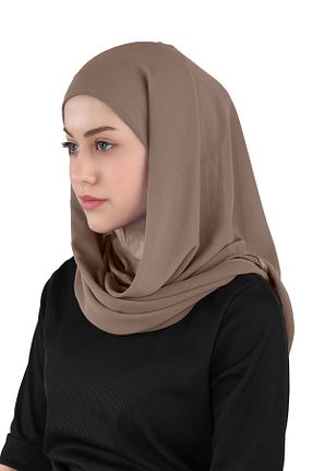 روسری قهوه ای شیفون Ecardin - کد 859724652