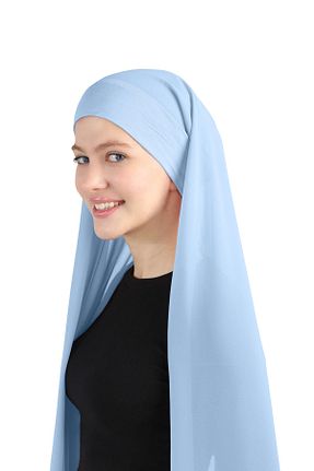 روسری آبی شیفون Ecardin - کد 859774358