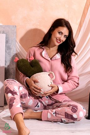 ست لباس راحتی صورتی زنانه ساده Nisanca - کد 348158114