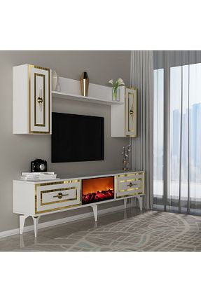 میز و پایه تلویزیون سفید Suntalam cantek dizayn - کد 859654246