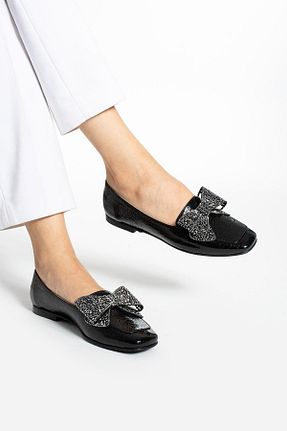 کفش کلاسیک مشکی زنانه چرم خالص FOLLİNİ - کد 859648889