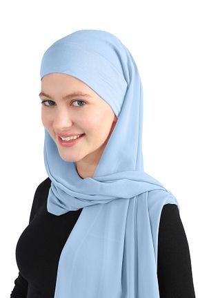روسری آبی شیفون Ecardin - کد 859774358