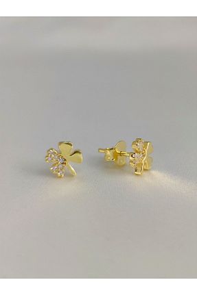 گوشواره نقره طلائی زنانه 925 عیار DCGÜMÜŞ - کد 859688751