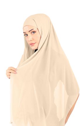 روسری بژ شیفون Ecardin - کد 859727907